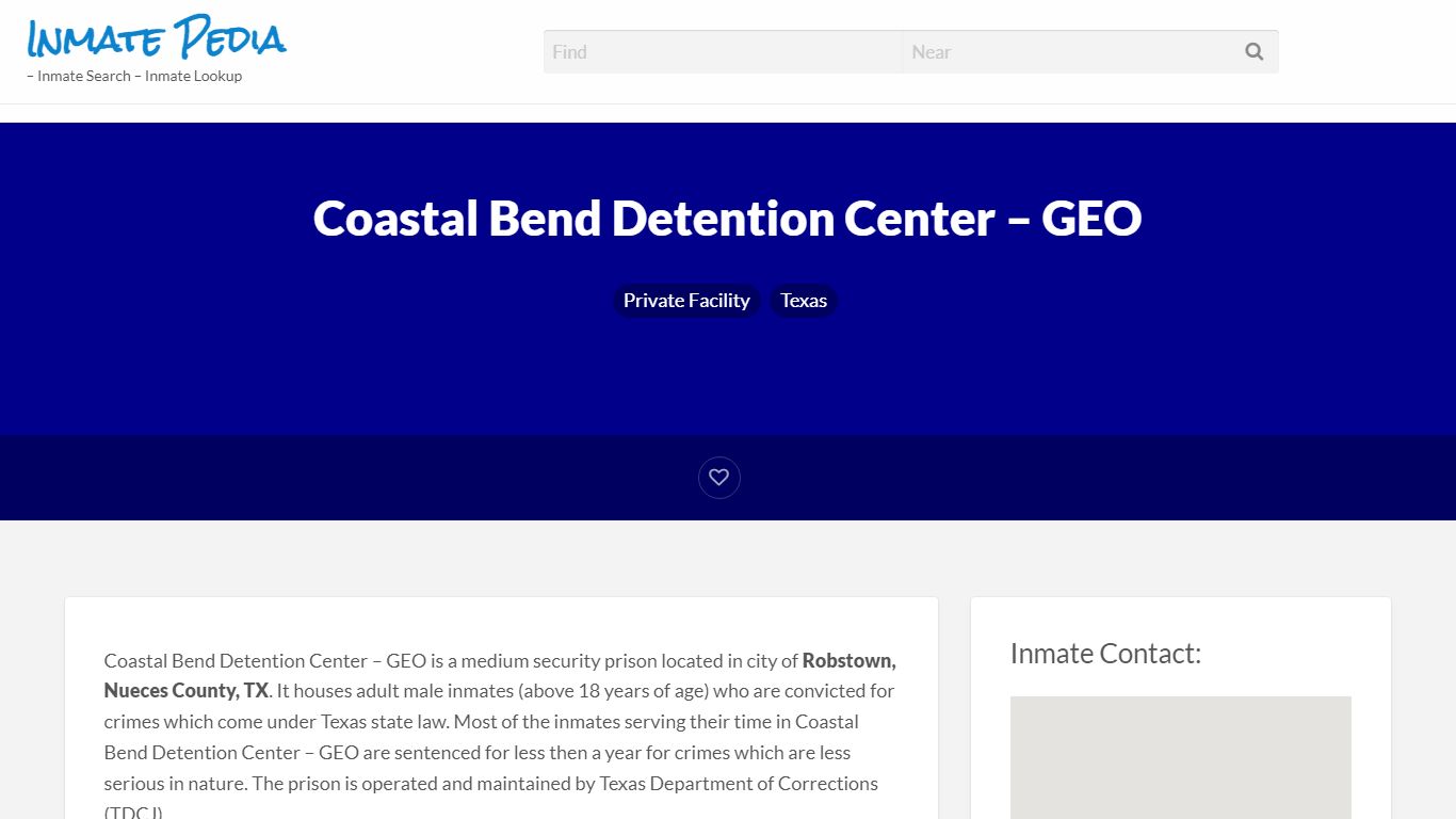 Coastal Bend Detention Center - GEO – Inmate Pedia ...